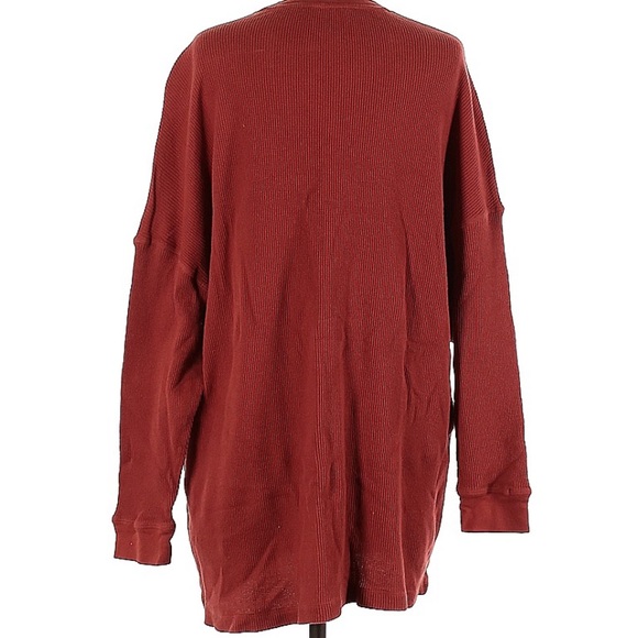 Free People Intimately Burnt Orange Long Sleeve Oversized Long Henley size Small - Picture 2 of 2